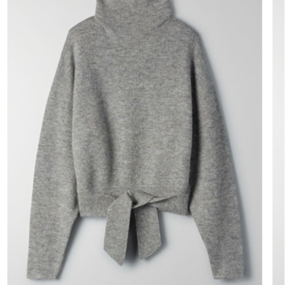 Women's Gray Sweater with Tie Waist - Picture 7 of 9